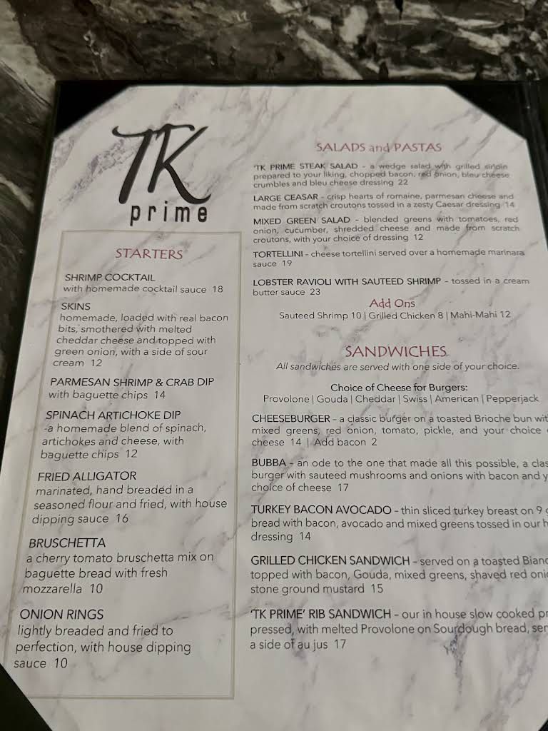 TK Prime Steakhouse Menu 4