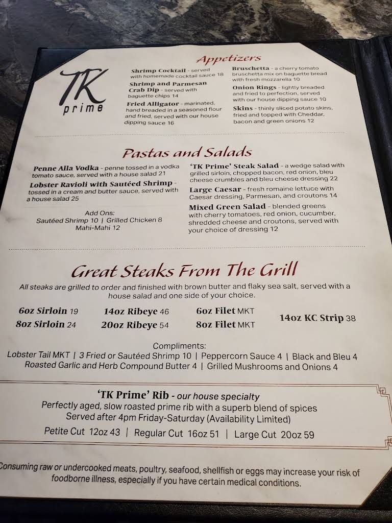 TK Prime Steakhouse Menu 5