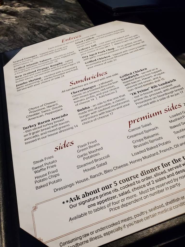 TK Prime Steakhouse Menu 6